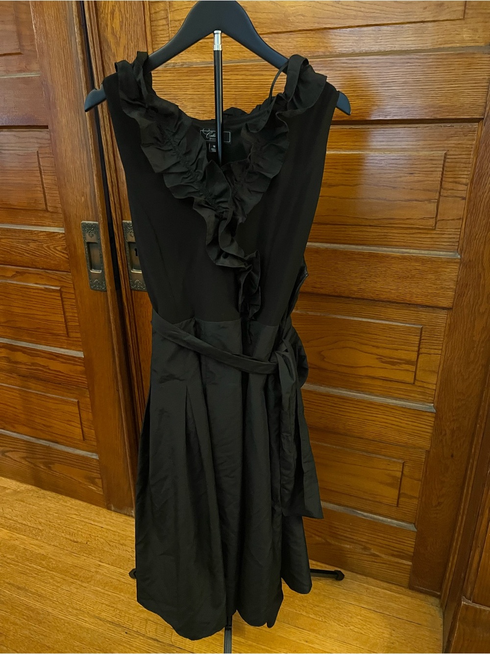 Dress Barn Black Ruffle V-Neck Midi Dress